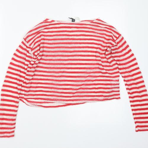Divided by H&M Womens Red Striped Knit Pullover Jumper Size XS