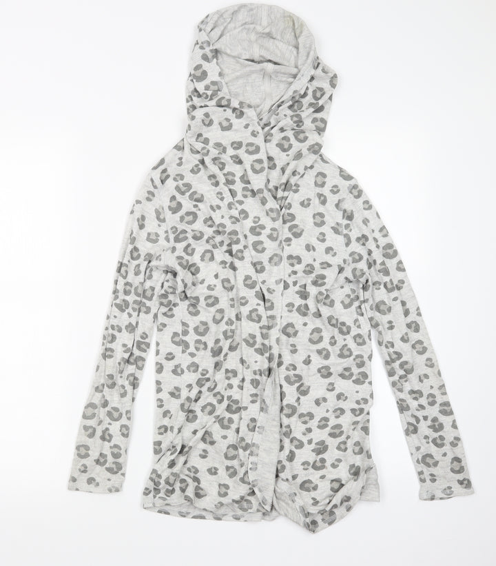 H&M Girls Grey Animal Print Knit Cardigan Jumper Size 11-12 Years
