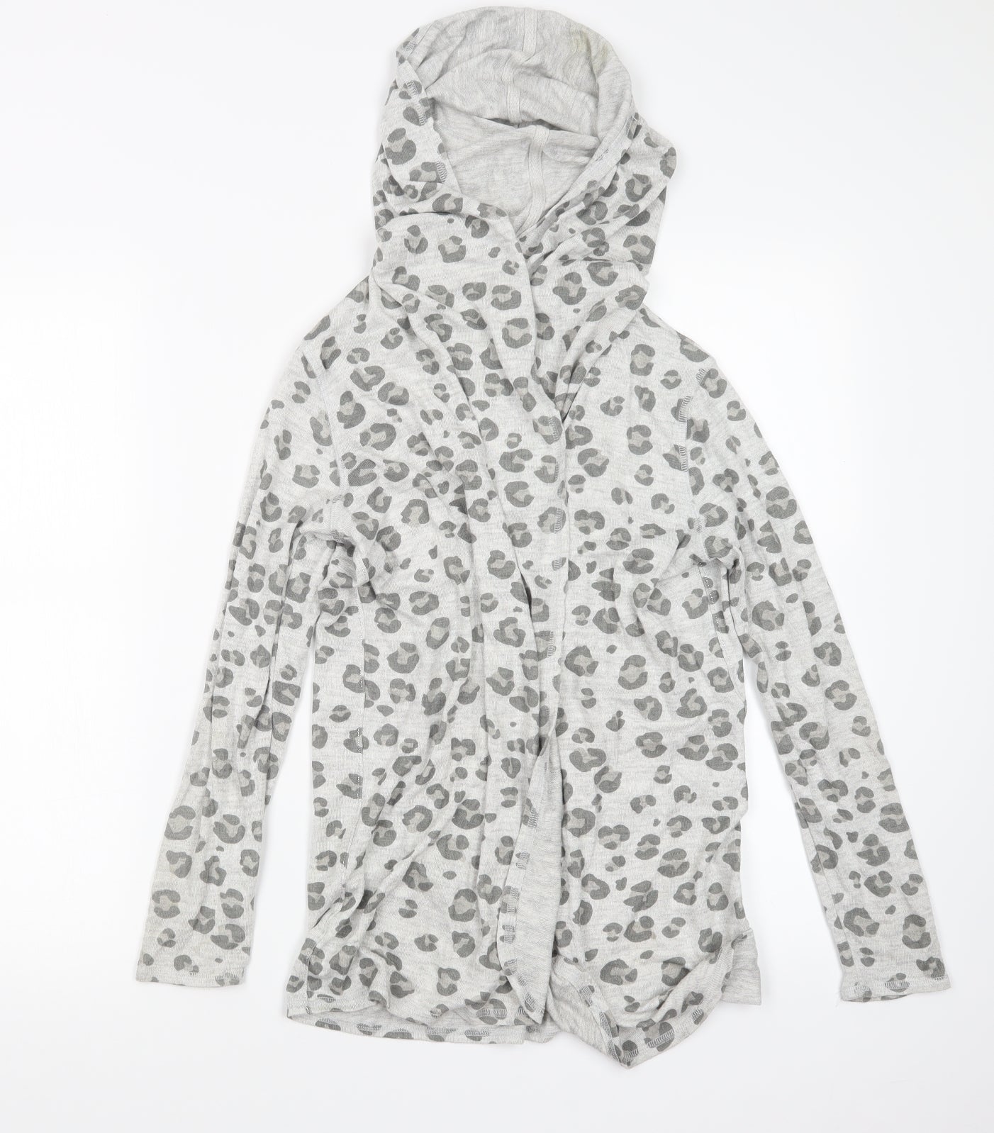 H&M Girls Grey Animal Print Knit Cardigan Jumper Size 11-12 Years