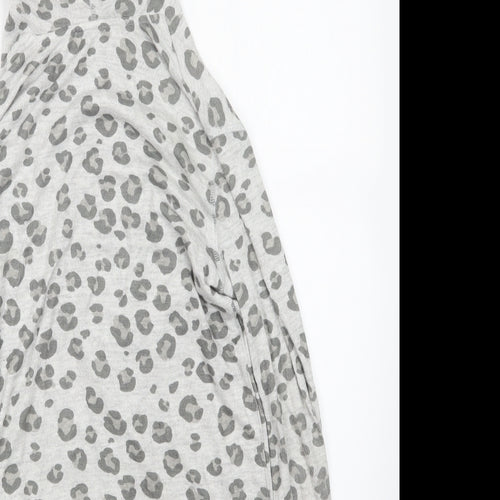 H&M Girls Grey Animal Print Knit Cardigan Jumper Size 11-12 Years