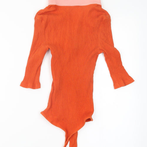 Glamorous Womens Orange  Knit Bodysuit One-Piece Size 8