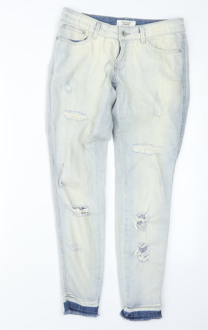 Mango Womens Blue Denim Straight Jeans Size 6 L29 in