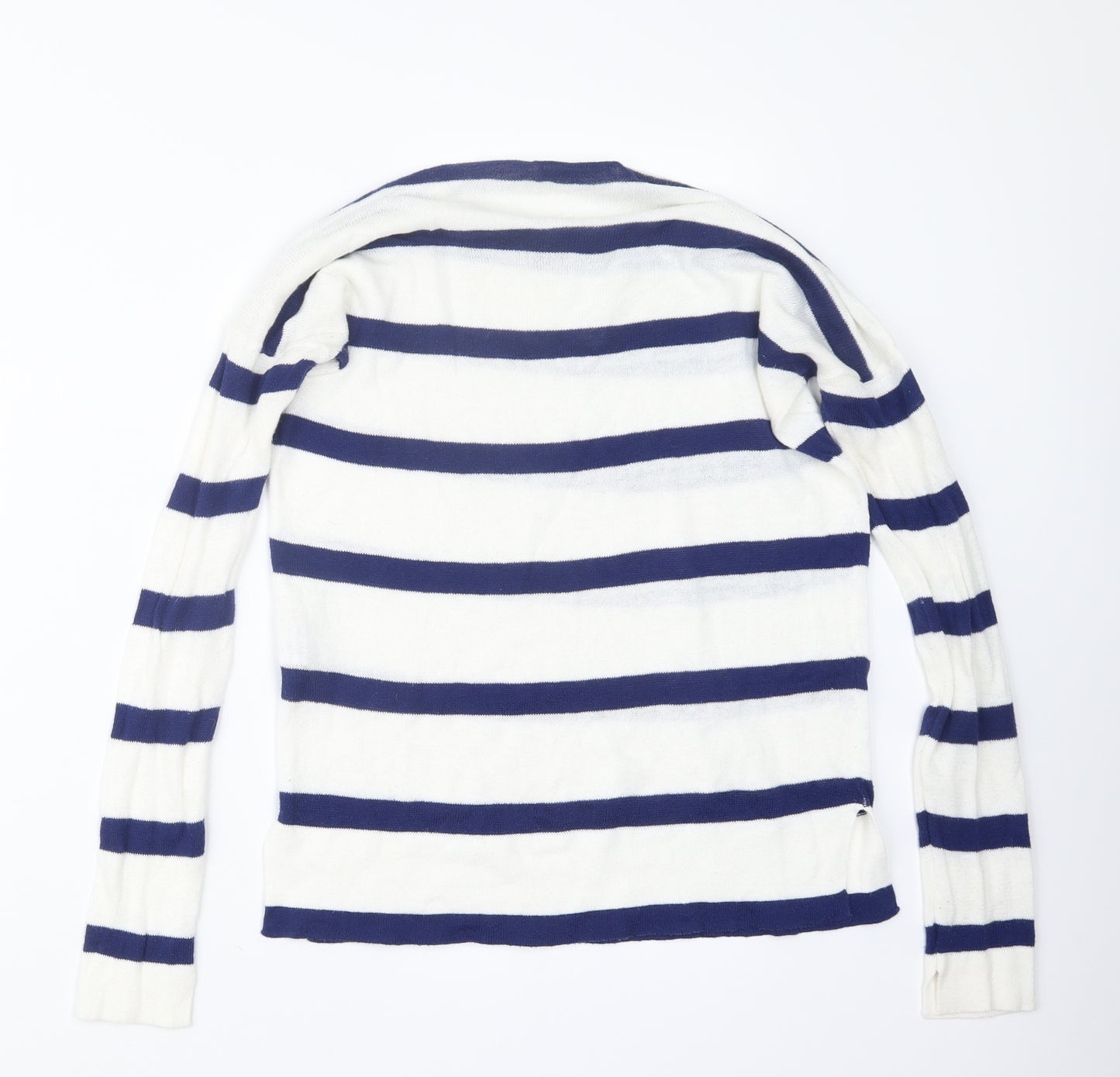 Pull&Bear Womens White Striped Knit Pullover Jumper Size S