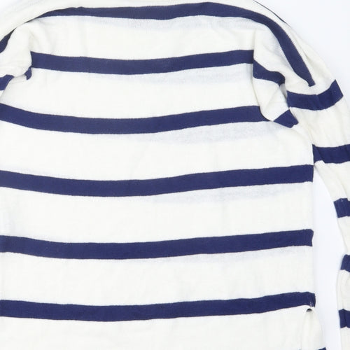 Pull&Bear Womens White Striped Knit Pullover Jumper Size S