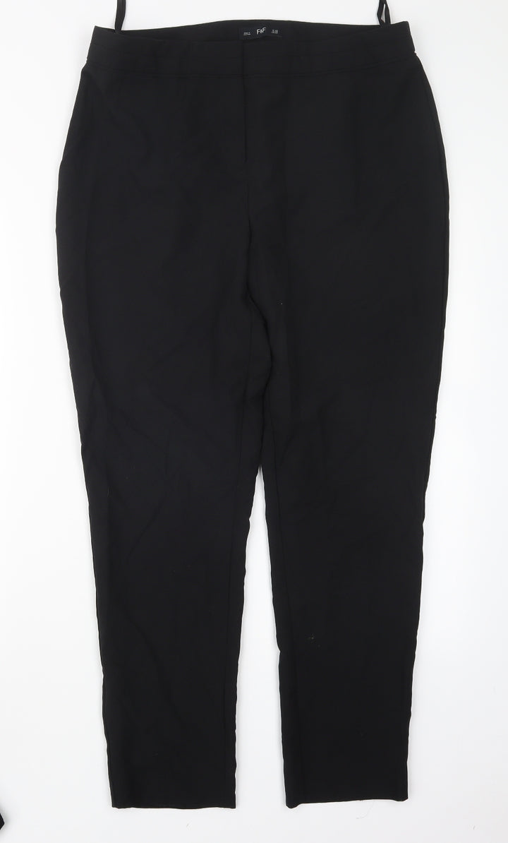 F&F Womens Black Trousers Size 14 L27.5 in