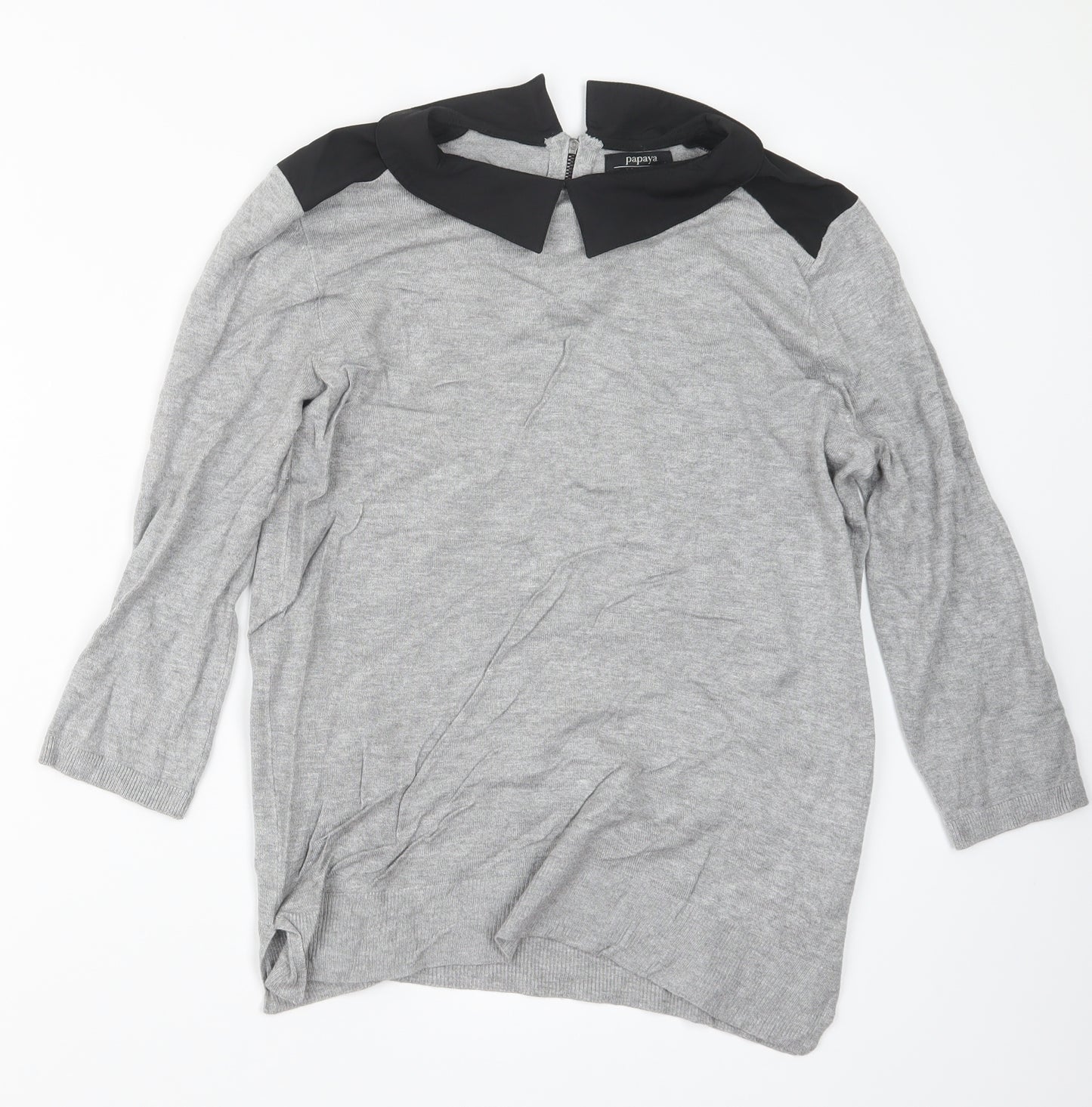 Papaya Womens Grey  Knit Pullover Jumper Size 12