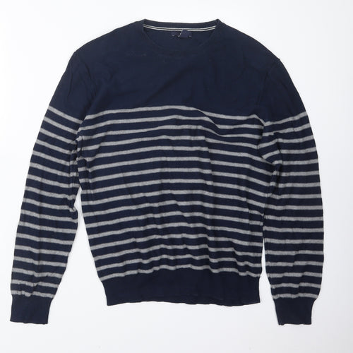 Gap Mens Blue Striped Knit Pullover Jumper Size L