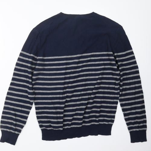 Gap Mens Blue Striped Knit Pullover Jumper Size L