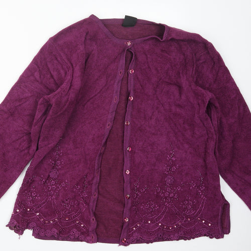 Avant Garde Womens Purple  Knit Cardigan Jumper Size M
