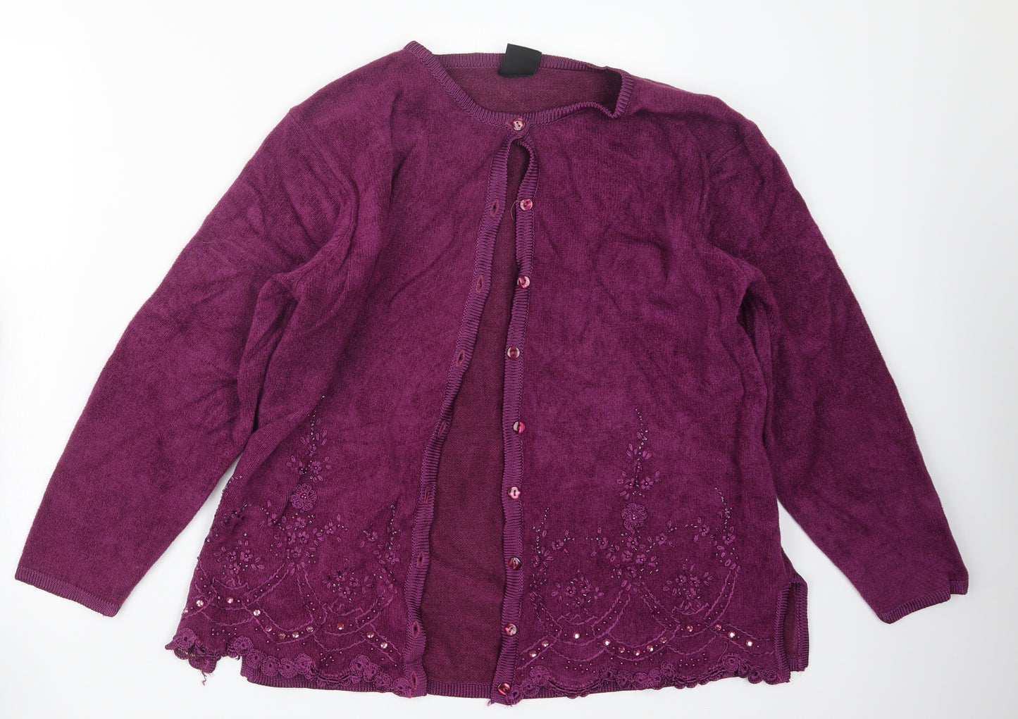 Avant Garde Womens Purple  Knit Cardigan Jumper Size M