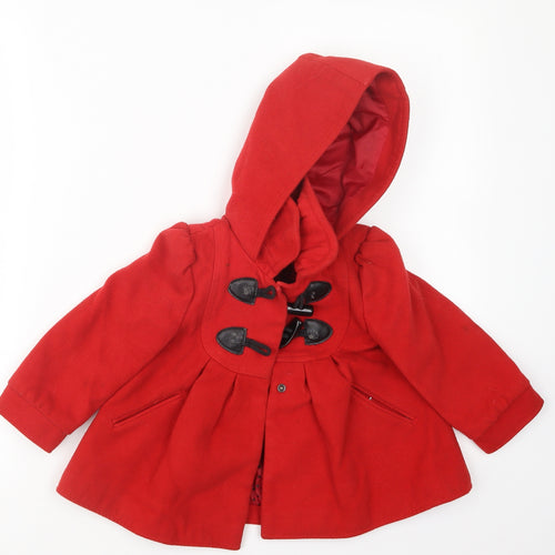 F&F Girls Red   Pea Coat Coat Size 2-3 Years