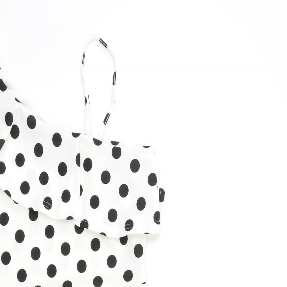 Quiz Womens White Polka Dot  Bodycon  Size 14