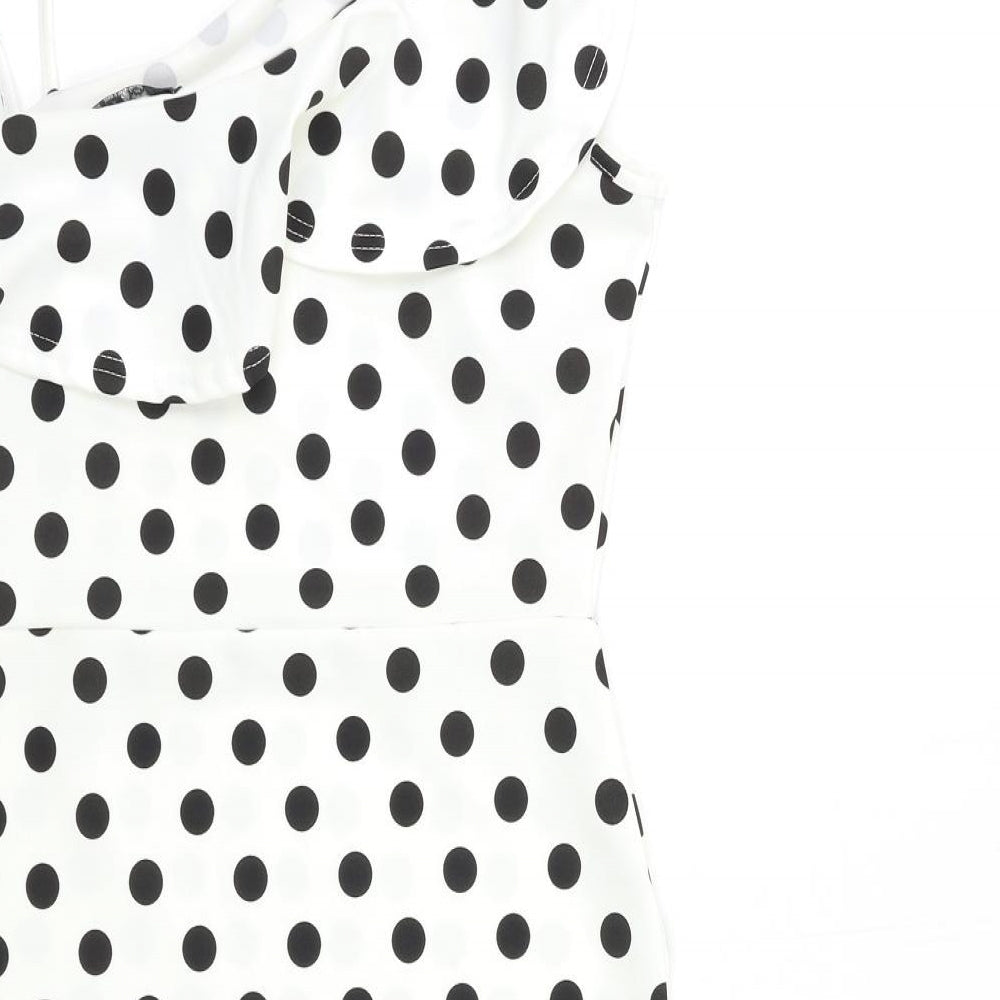 Quiz Womens White Polka Dot  Bodycon  Size 14