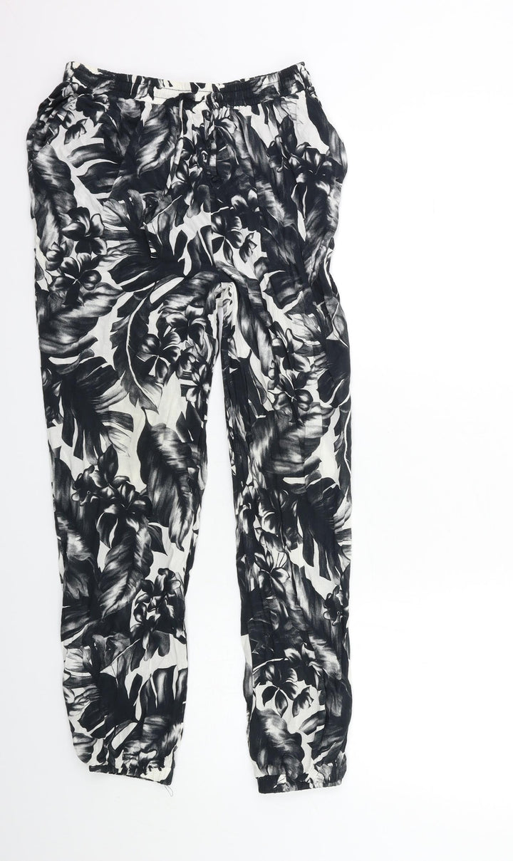 F&F Womens Gold Floral Trousers Size S L27 in