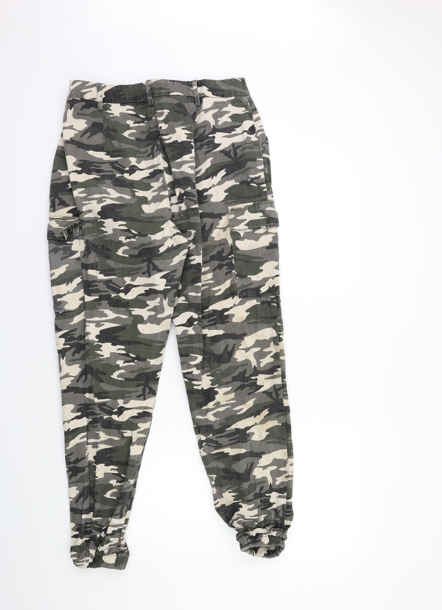 PRETTYLITTLETHING Womens Grey Camouflage Denim Tapered Jeans Size 12 L27 in