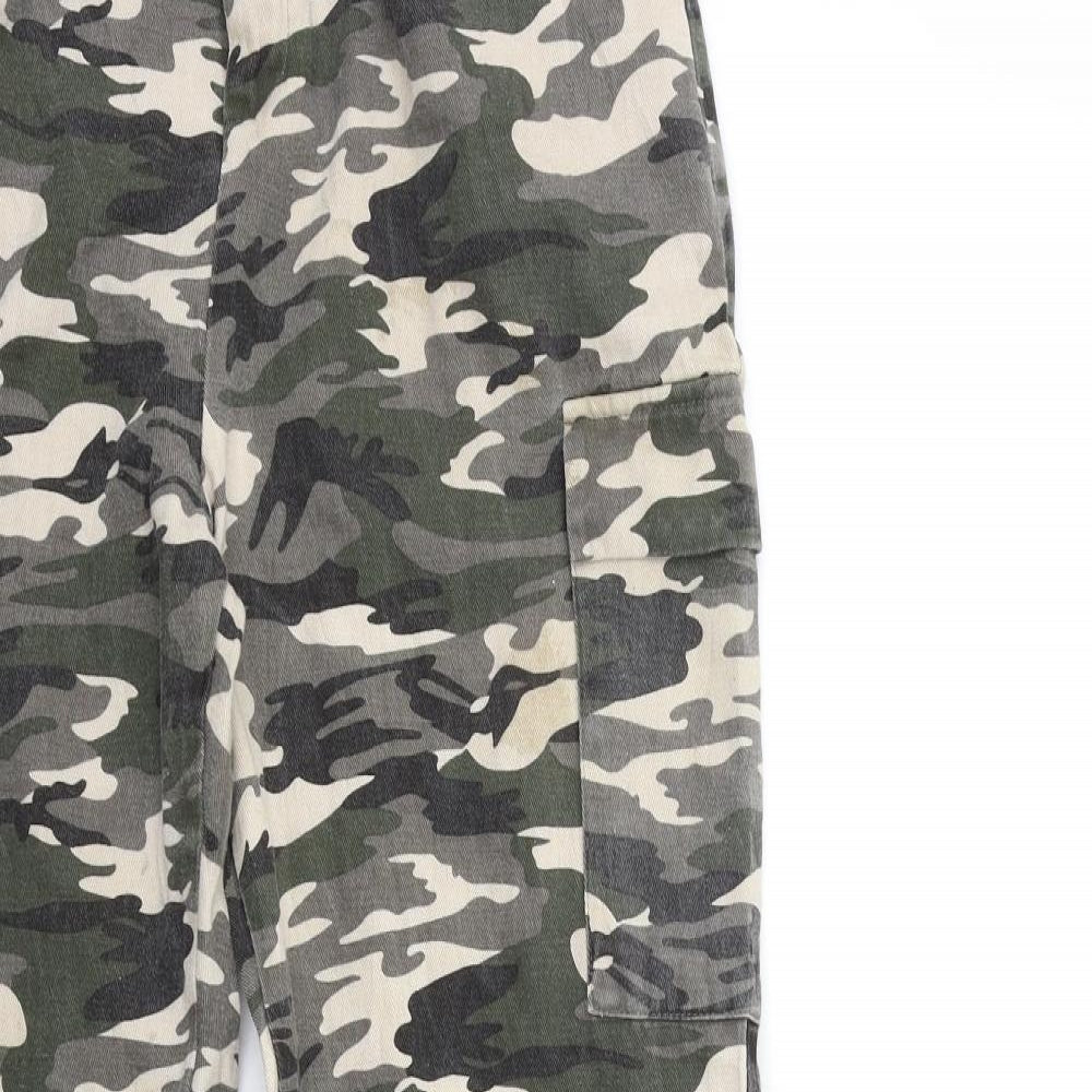 PRETTYLITTLETHING Womens Grey Camouflage Denim Tapered Jeans Size 12 L27 in