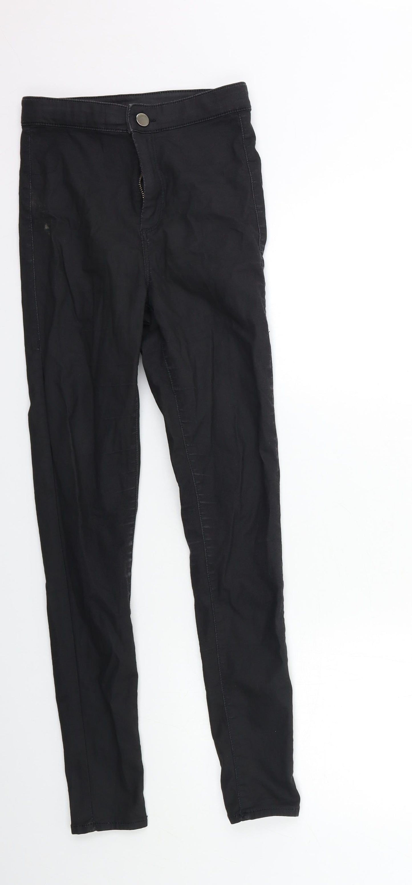 Topshop Womens Black  Denim Skinny Jeans Size 26 in L32 in - PU COATED