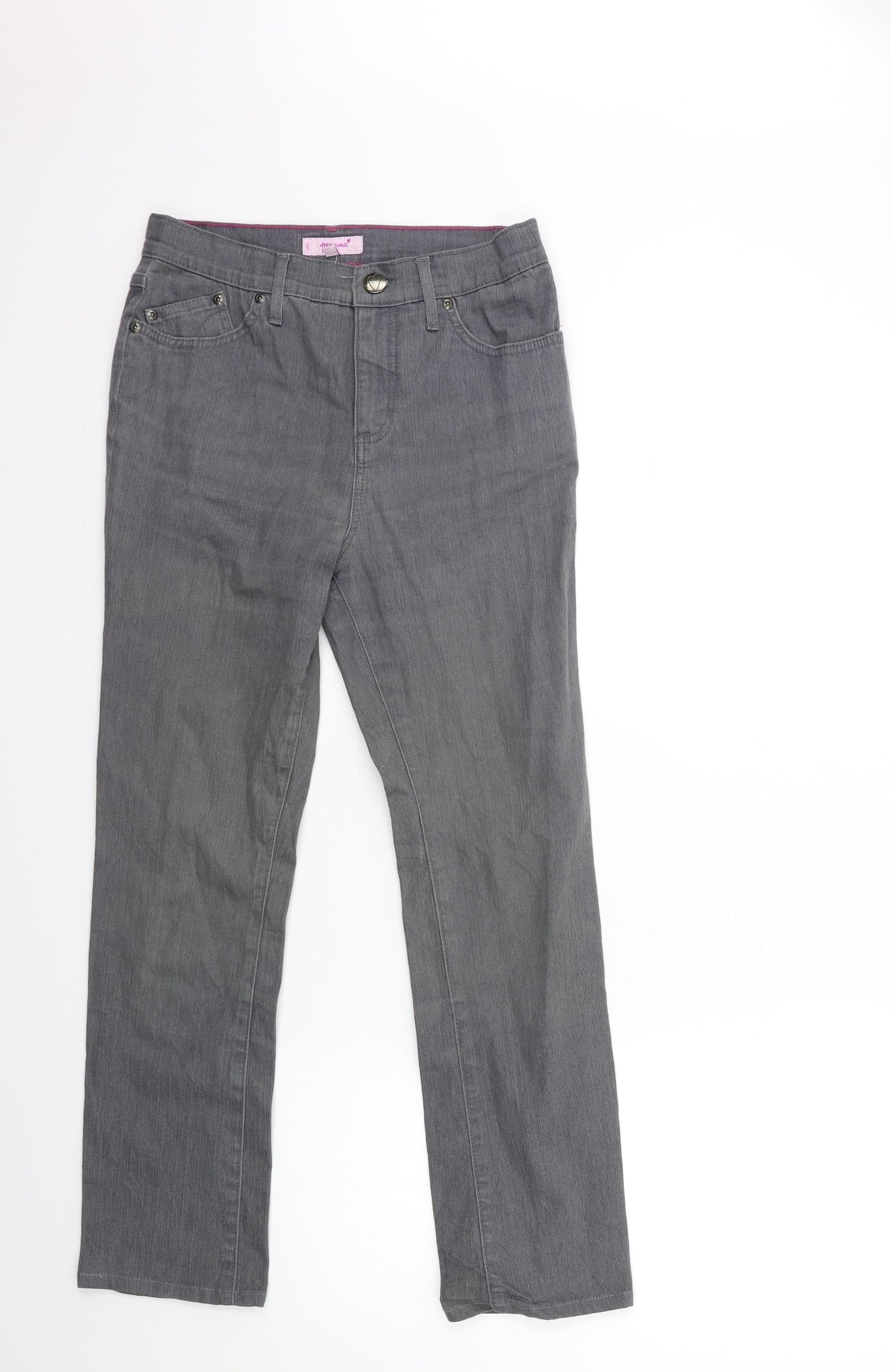 Per Una Womens Grey  Denim Straight Jeans Size 8 L27 in