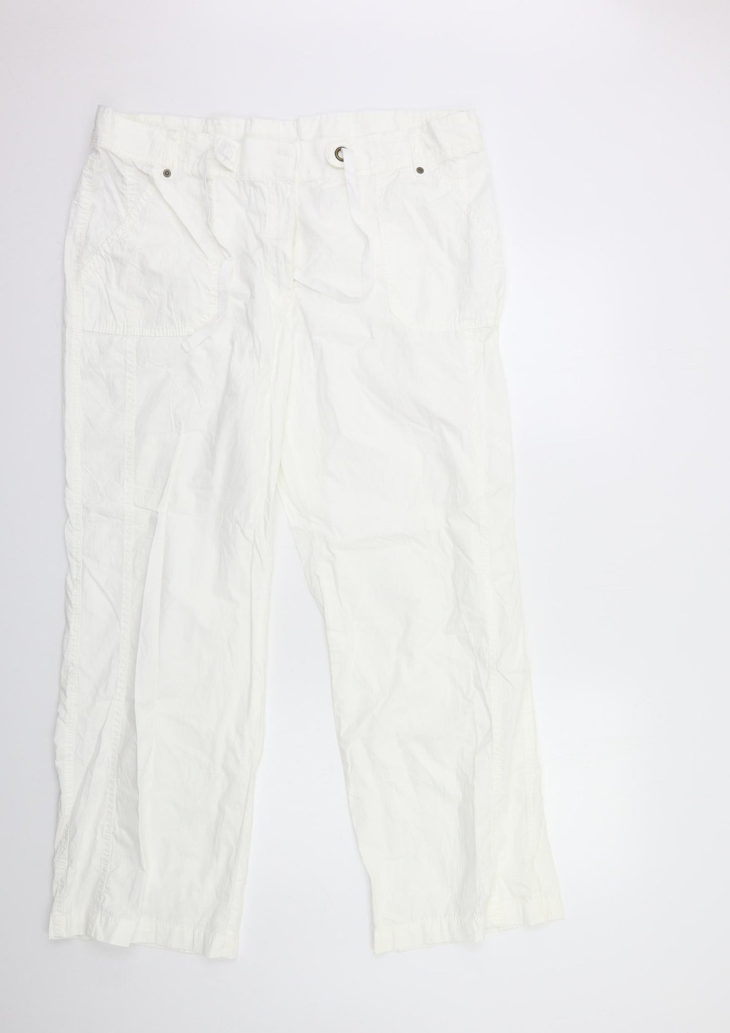 Marks and Spencer Womens White   Trousers  Size 18 L30 in