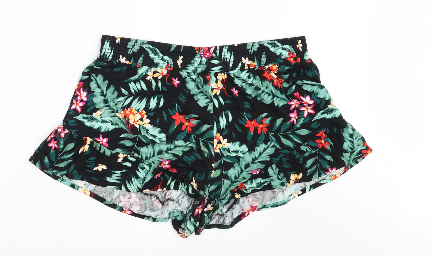 Very Womens Black Floral  Sweat Shorts Size 16