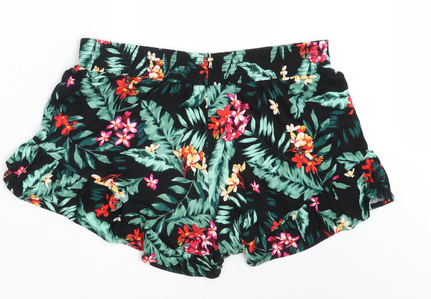 Very Womens Black Floral  Sweat Shorts Size 16