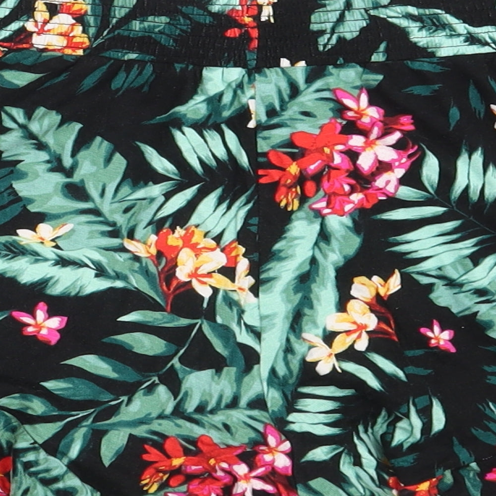 Very Womens Black Floral  Sweat Shorts Size 16