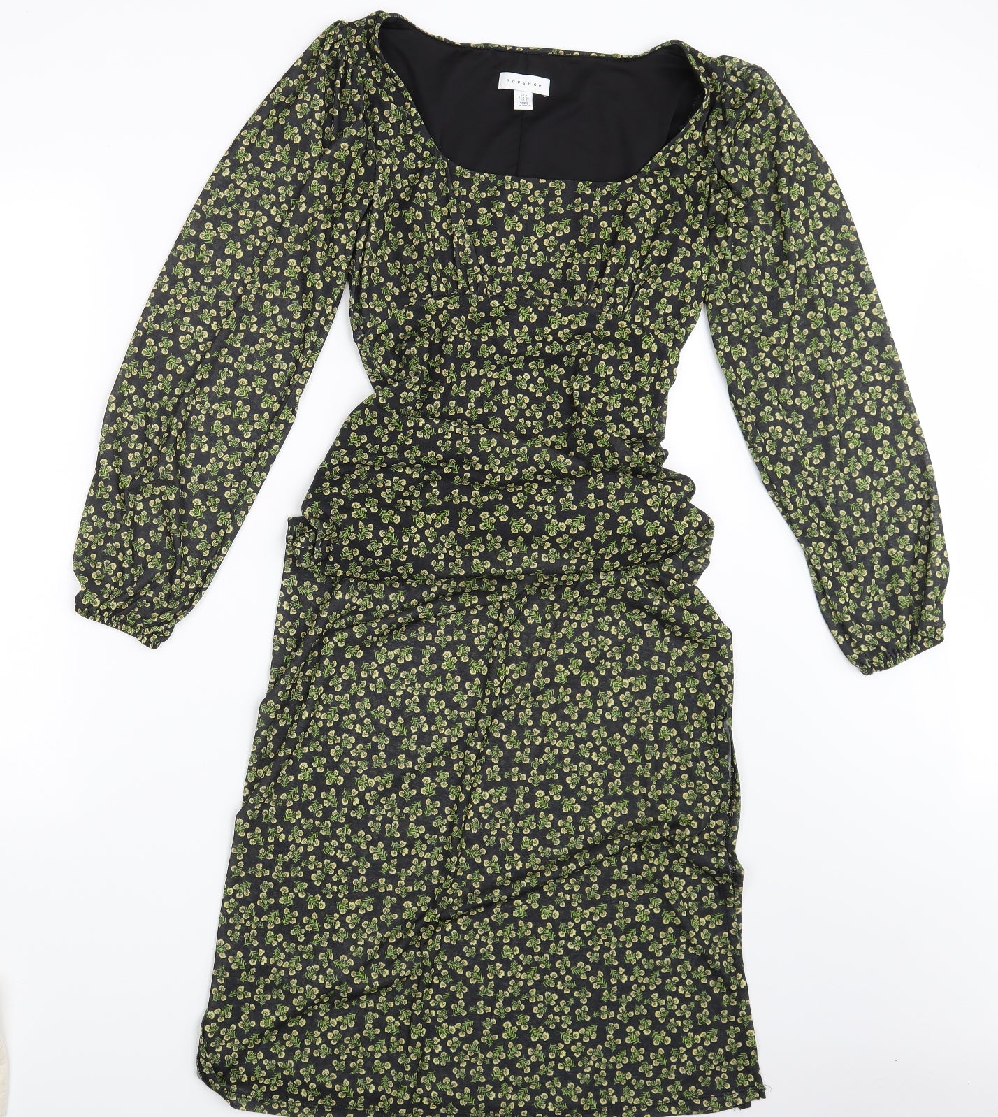Topshop Womens Black Floral  Fit & Flare  Size 8