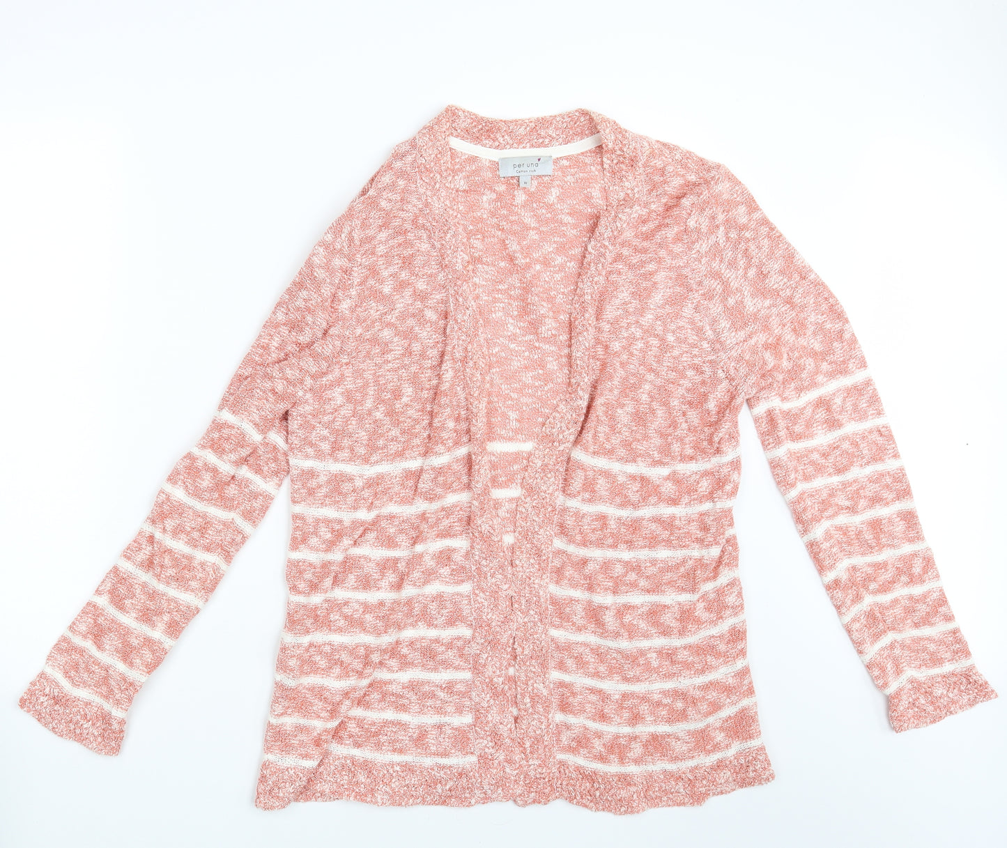 M&S Womens Pink Striped  Cardigan Jumper Size 16