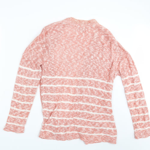M&S Womens Pink Striped  Cardigan Jumper Size 16