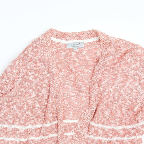 M&S Womens Pink Striped  Cardigan Jumper Size 16