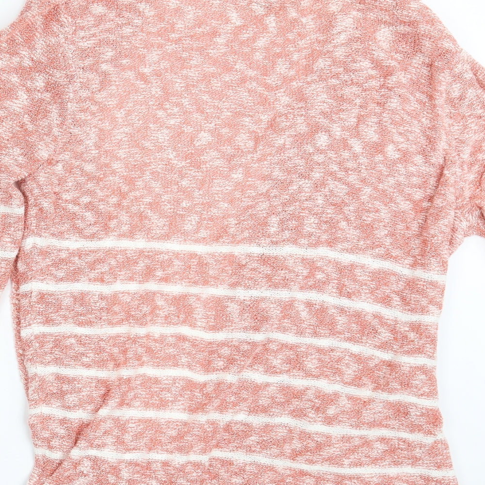 M&S Womens Pink Striped  Cardigan Jumper Size 16