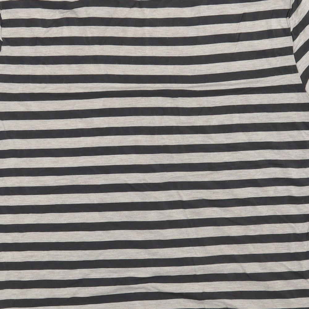 SOFT & SEXY Womens Grey Striped  Basic T-Shirt Size M