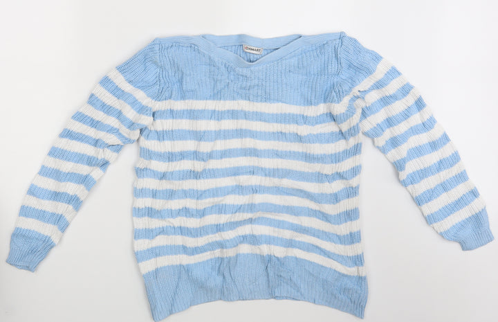 Damart Womens White Striped  Pullover Jumper Size 10