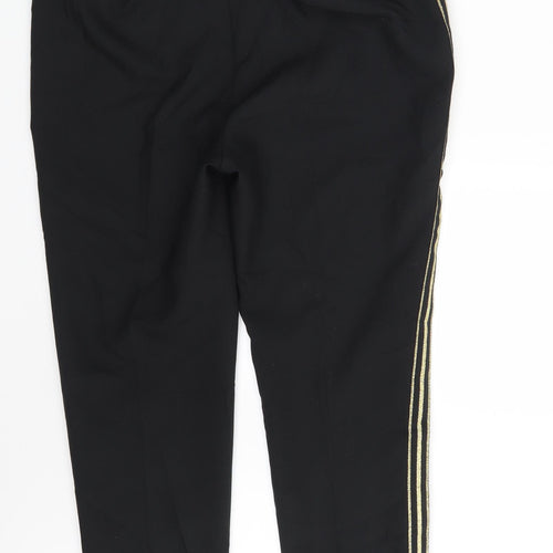 M&S Womens Black Striped  Chino Trousers Size 12 L25 in