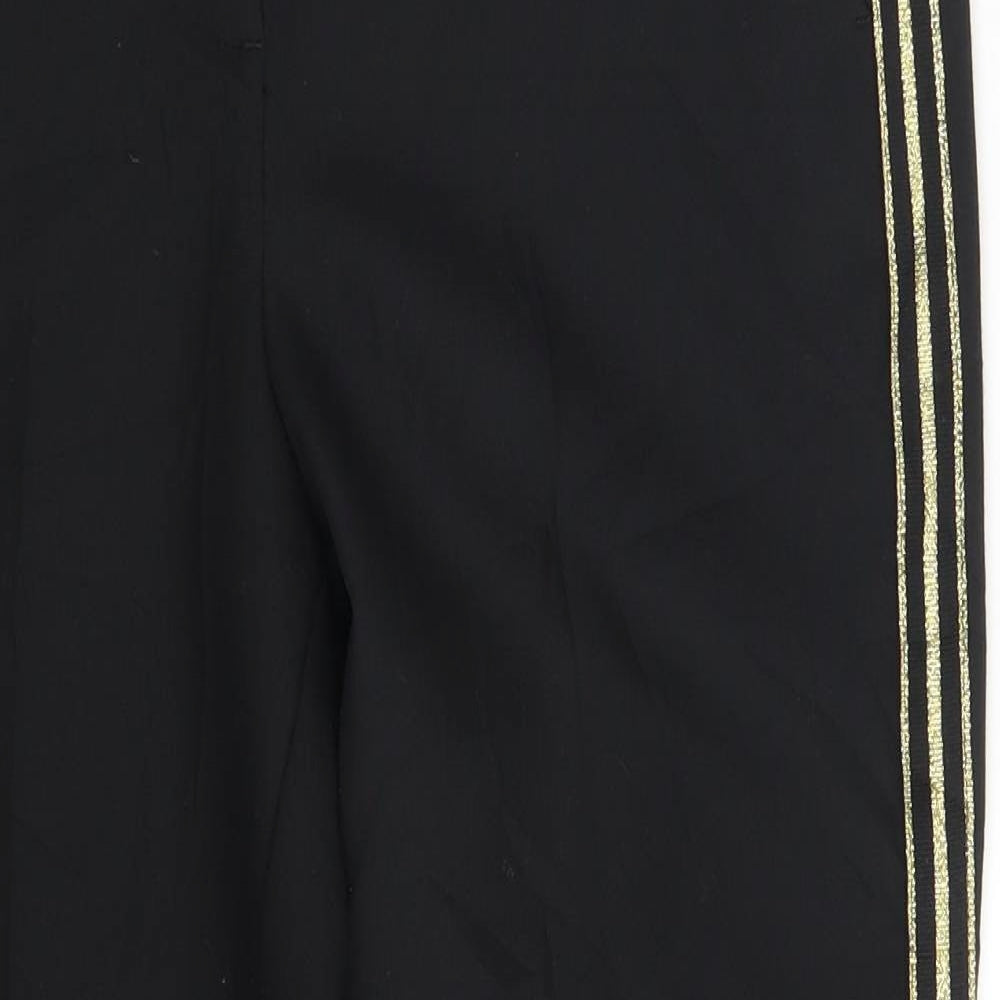 M&S Womens Black Striped  Chino Trousers Size 12 L25 in