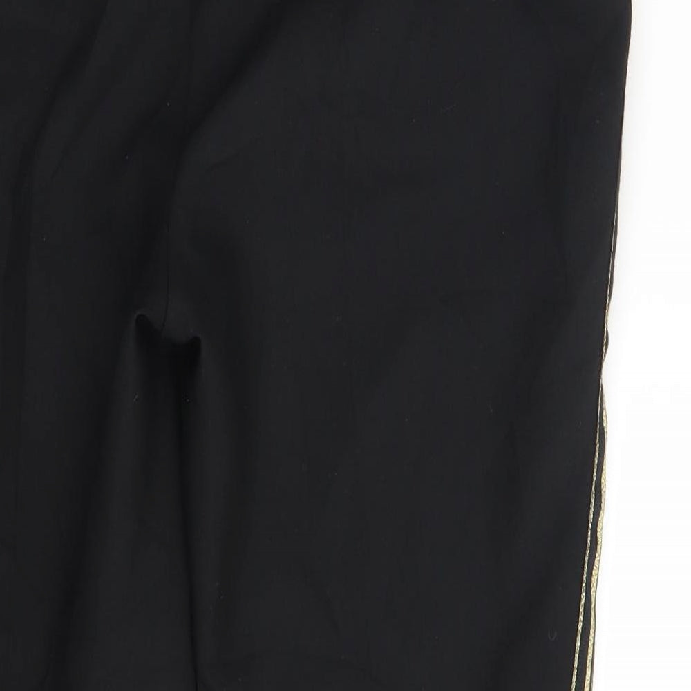 M&S Womens Black Striped  Chino Trousers Size 12 L25 in