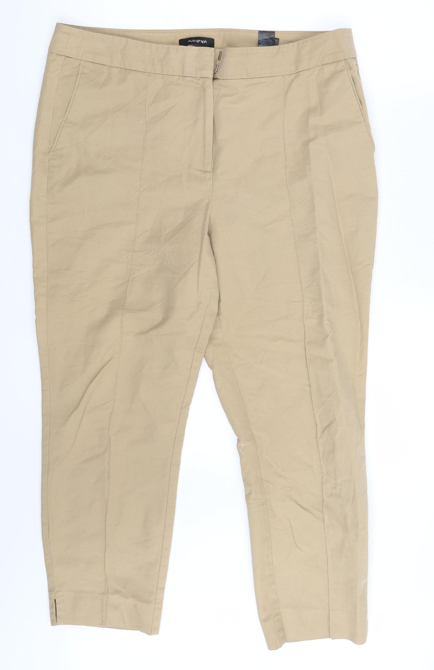 Autograph Womens Beige   Capri Trousers Size 16 L24 in