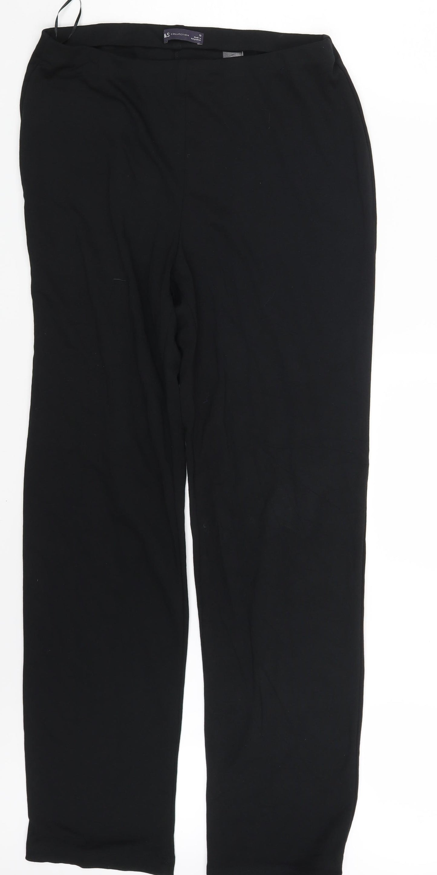 M&S Womens Black   Jogger Trousers Size 12 L32 in