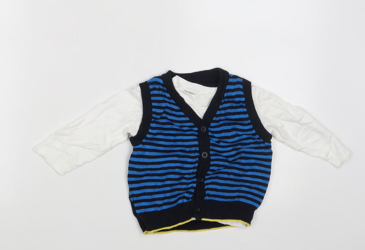 Mothercare Boys Multicoloured Striped  Pullover Jumper Size 9-12 Months