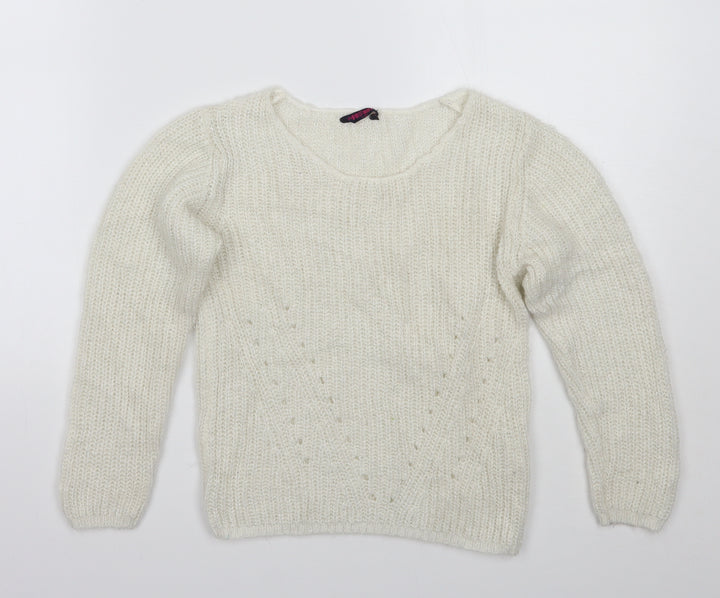 Frenoz Girls White Pullover Jumper Size 7-8 Years