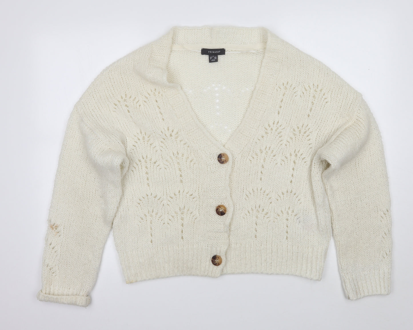 Primark Womens White   Cardigan Jumper Size M