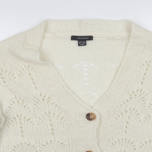 Primark Womens White   Cardigan Jumper Size M