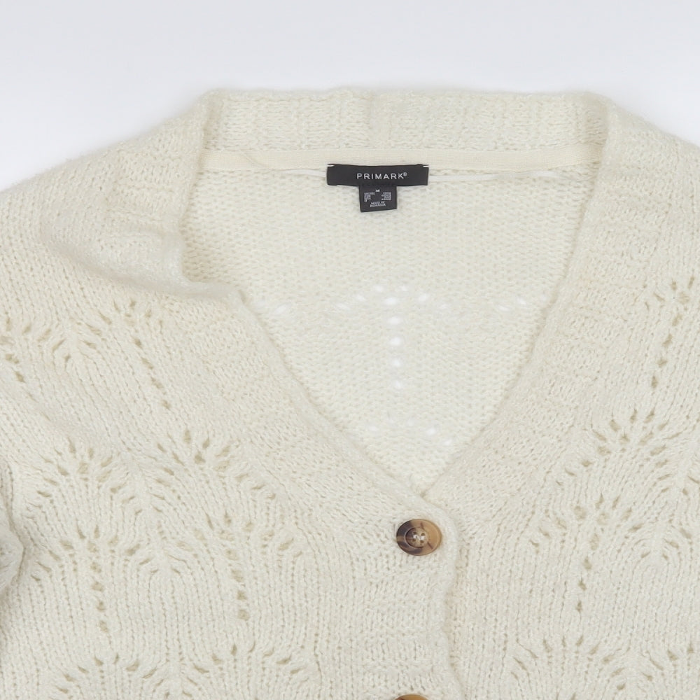 Primark Womens White   Cardigan Jumper Size M