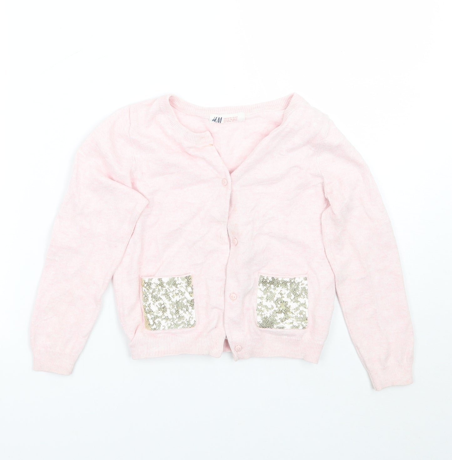 H&M Girls Pink   Cardigan Jumper Size 5 Years
