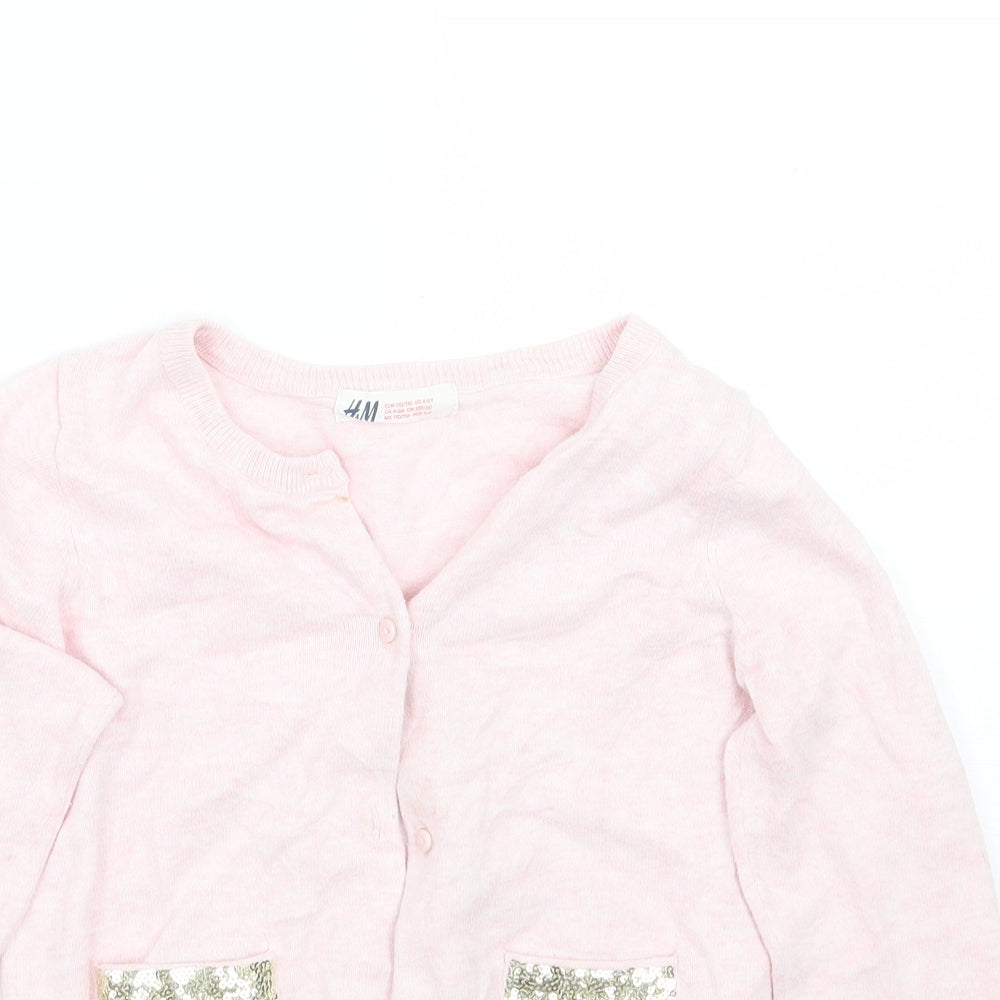 H&M Girls Pink   Cardigan Jumper Size 5 Years