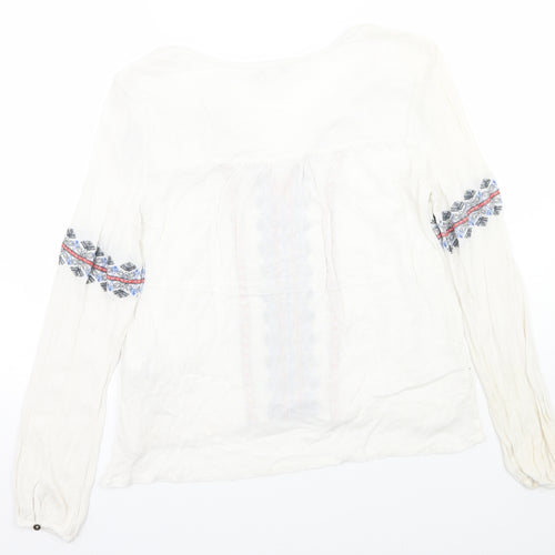 Forever Womens White Floral  Basic Blouse Size S