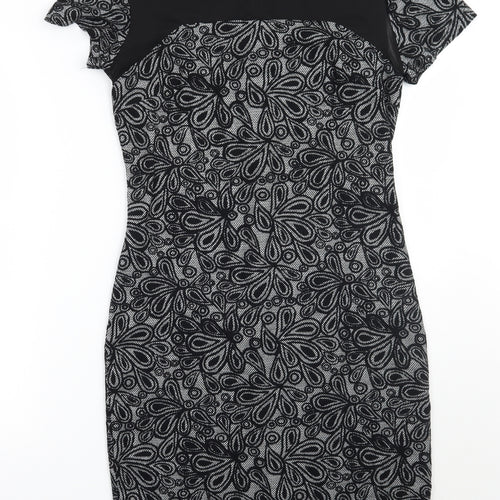 Solo  Womens Black Floral  A-Line  Size 12