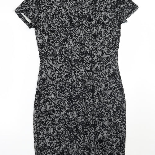 Solo  Womens Black Floral  A-Line  Size 12