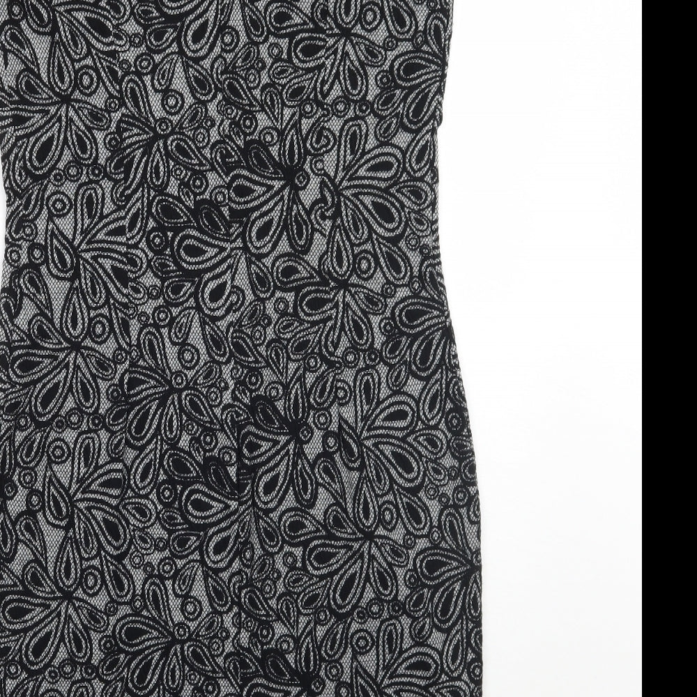 Solo  Womens Black Floral  A-Line  Size 12
