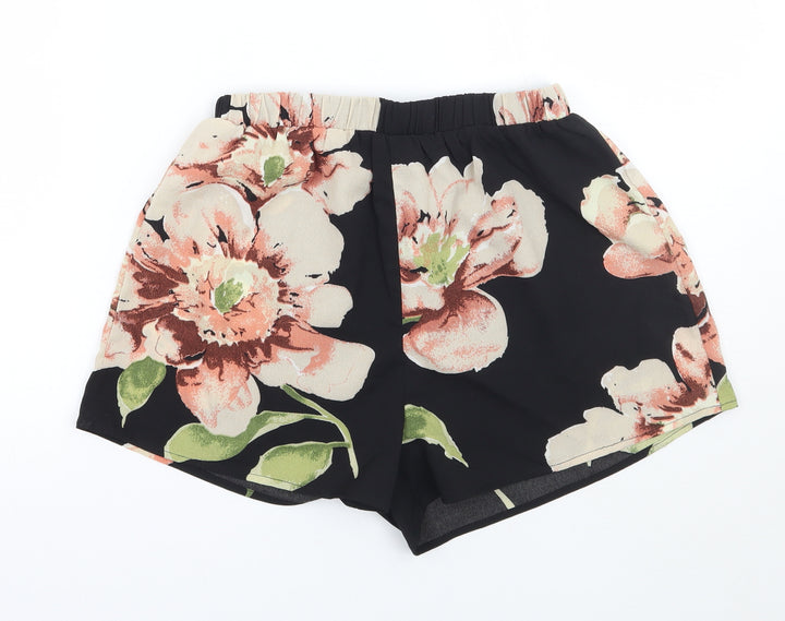 Shein Womens Black Floral Bermuda Shorts Size XS